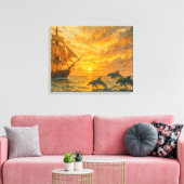 Oude schip zonsondergang canvas afdruk (Insitu (Woonkamer))