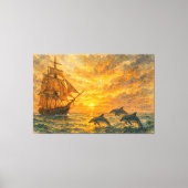 Oude schip zonsondergang canvas afdruk (Voorkant)
