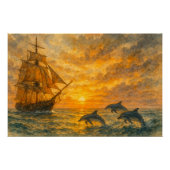 Oude schip zonsondergang perfect poster (Voorkant)
