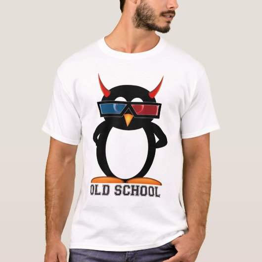 Oude school 3D Kwaad Penguin™ T-shirt (Voorkant)