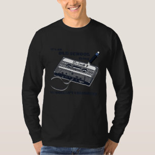 Oude School 80s Cassettebandje Potlood Rol Fixeer T-shirt