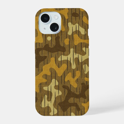 Oude School Army Camo Bruin iPhone 15 Case (Achterkant)