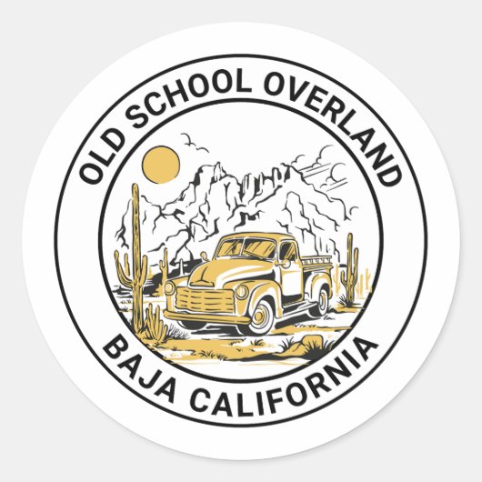 Oude School Baja Overland Ronde Sticker (Voorkant)