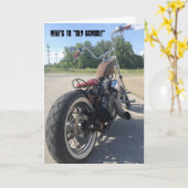 Oude school bobber motorfiets verjaardagskaart kaart (Gele Bloem)