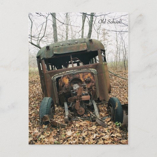 Oude school, Briefkaart van de schoolbus (Voorkant)