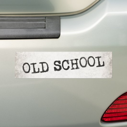 Oude school bumpersticker (Op auto)