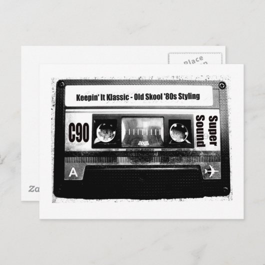 Oude school Cassette Briefkaart (Voorkant / Achterkant)