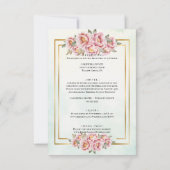 Oude school Charm Pink Floral Wedding Kaart (Achterkant)