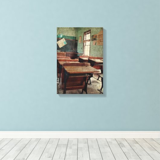 Oude school, een eenkamerschool in Uitzicht Canvas Afdruk (Insitu (Houten vloer))