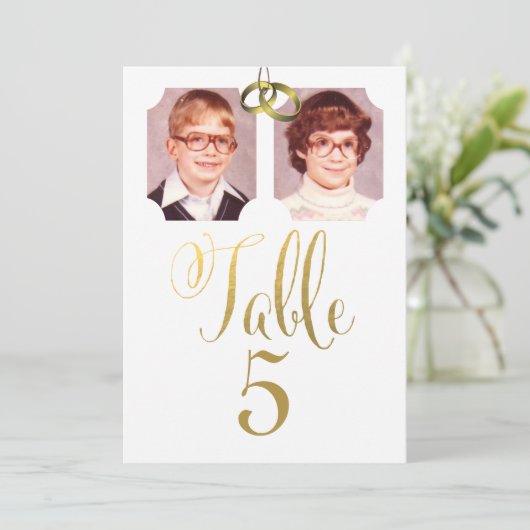 Oude School Foto's Tafelnummerkaarten Trouwfeest Kaart (Staand voorkant)