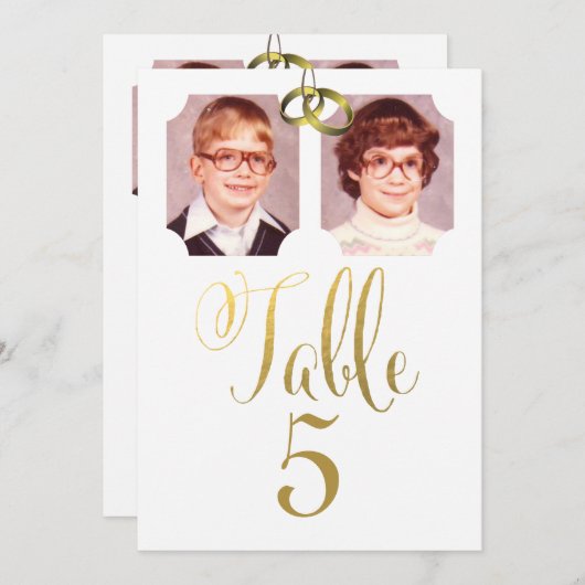 Oude School Foto's Tafelnummerkaarten Trouwfeest Kaart (Voorkant / Achterkant)