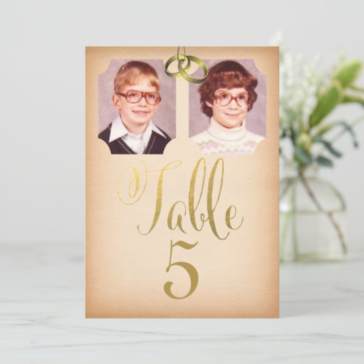 Oude school foto's Tafelnummerkaarten voor de brui Kaart (Staand voorkant)