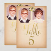 Oude school foto's Tafelnummerkaarten voor de brui Kaart (Voorkant / Achterkant)