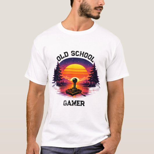 Oude School Gamer Retro Strand Kunst T-shirt (Voorkant)
