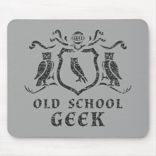 Oude School Geek Owl Mousepad Muismat (Voorkant)