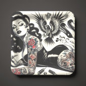 Oude School getatoeëerd meisje Papieren Bordje