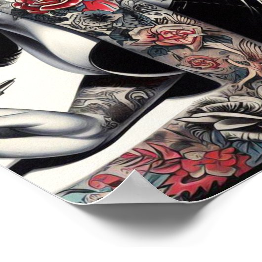 Oude School getatoeëerd meisje Poster (Hoek)