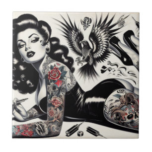 Oude School getatoeëerd meisje Tegeltje