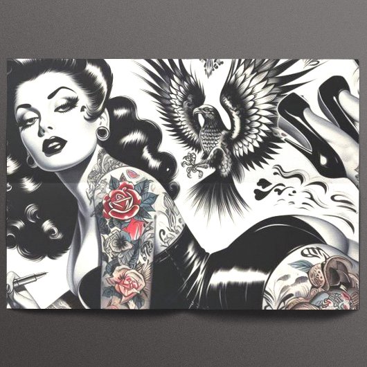 Oude School getatoeëerd meisje Tissuepapier