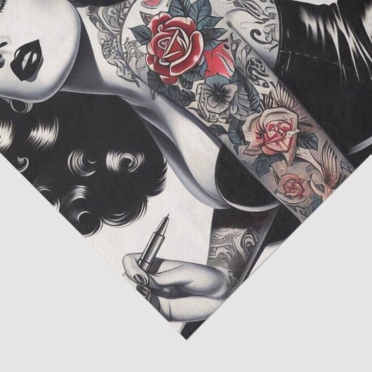 Oude School getatoeëerd meisje Tissuepapier (Detail)