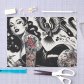 Oude School getatoeëerd meisje Tissuepapier (Craft)