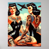 Oude School Getatoeëerde Pin-up Poster (Voorkant)