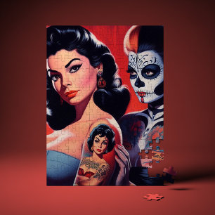 Oude school getatoeëerde pin-ups legpuzzel