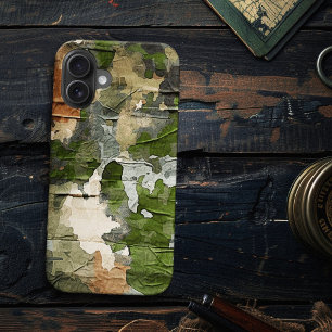 Oude School Groene Militaire Camo Worn Gebruikt Bi iPhone 15 Case