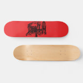 Oude school logo rood op zwart dek skateboard (Horizontaal)