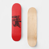 Oude school logo rood op zwart dek skateboard (Voorkant)