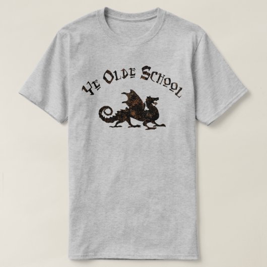 Oude school - middeleeuwse draak koning Arthur Kna T-shirt (Design voorkant)