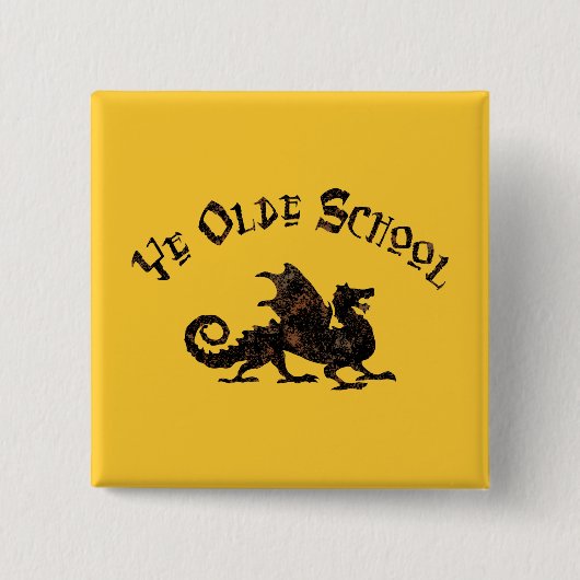 Oude School - Middeleeuwse Draak Koning Arthur Rid Vierkante Button 5,1 Cm (Voorkant)