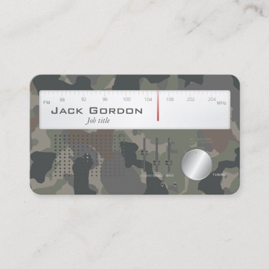 Oude school militaire camouflage radio visitekaartje (Voorkant)