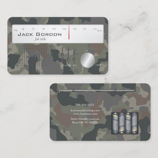 Oude school militaire camouflage radio visitekaartje (Voorkant / Achterkant)
