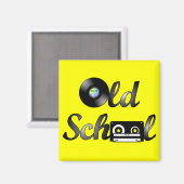 Oude School Muziek Media Square (geel) Magneet (Voorkant / Achterkant)