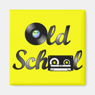 Oude School Muziek Media Square (geel) Magneet