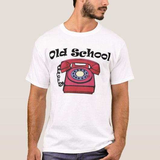 Oude school/nieuwe schooltelefoon t-shirt (Voorkant)