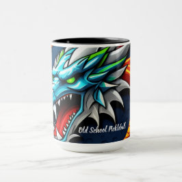 Oude School Pickleball Dragon blauwe mok