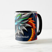 Oude School Pickleball Dragon blauwe mok (Voorkant rechts)