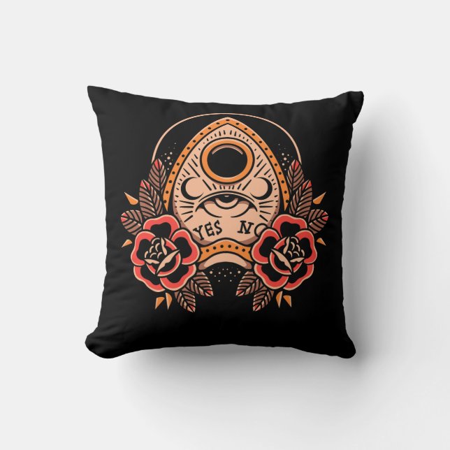 Oude School Planchette Tattoo Vierkante Kussen (Voorkant)