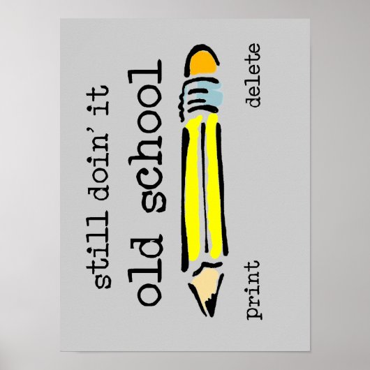 Oude School Potlood Grappige Poster Humor (Voorkant)