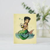Oude school Reggae Mermaid Briefkaart (Staand voorkant)