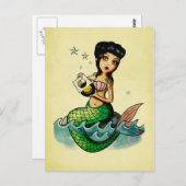 Oude school Reggae Mermaid Briefkaart (Voorkant / Achterkant)