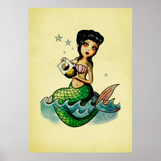 Oude school Reggae Mermaid Poster