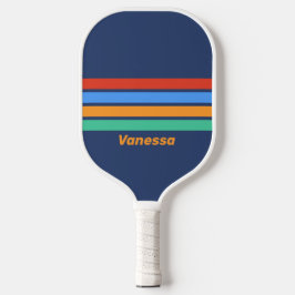 Oude School Retro Over Regenboog met Naam Pickleball Paddle