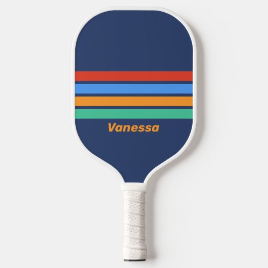 Oude School Retro Over Regenboog met Naam Pickleball Paddle (Voorkant)