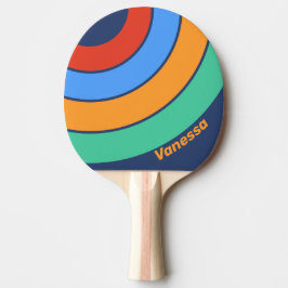 Oude School Retro Regenboog Cirkel Streep met Naam Tafeltennisbatje