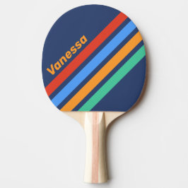 Oude School Retro Regenboog Hoekige Strepen met Na Tafeltennisbatje