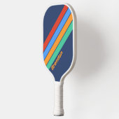Oude School Retro Regenboog met Naam Pickleball Paddle (Links)
