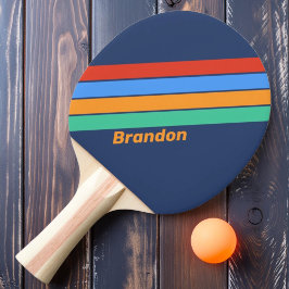 Oude School Retro Regenboog met Naam Tafeltennisbatje
